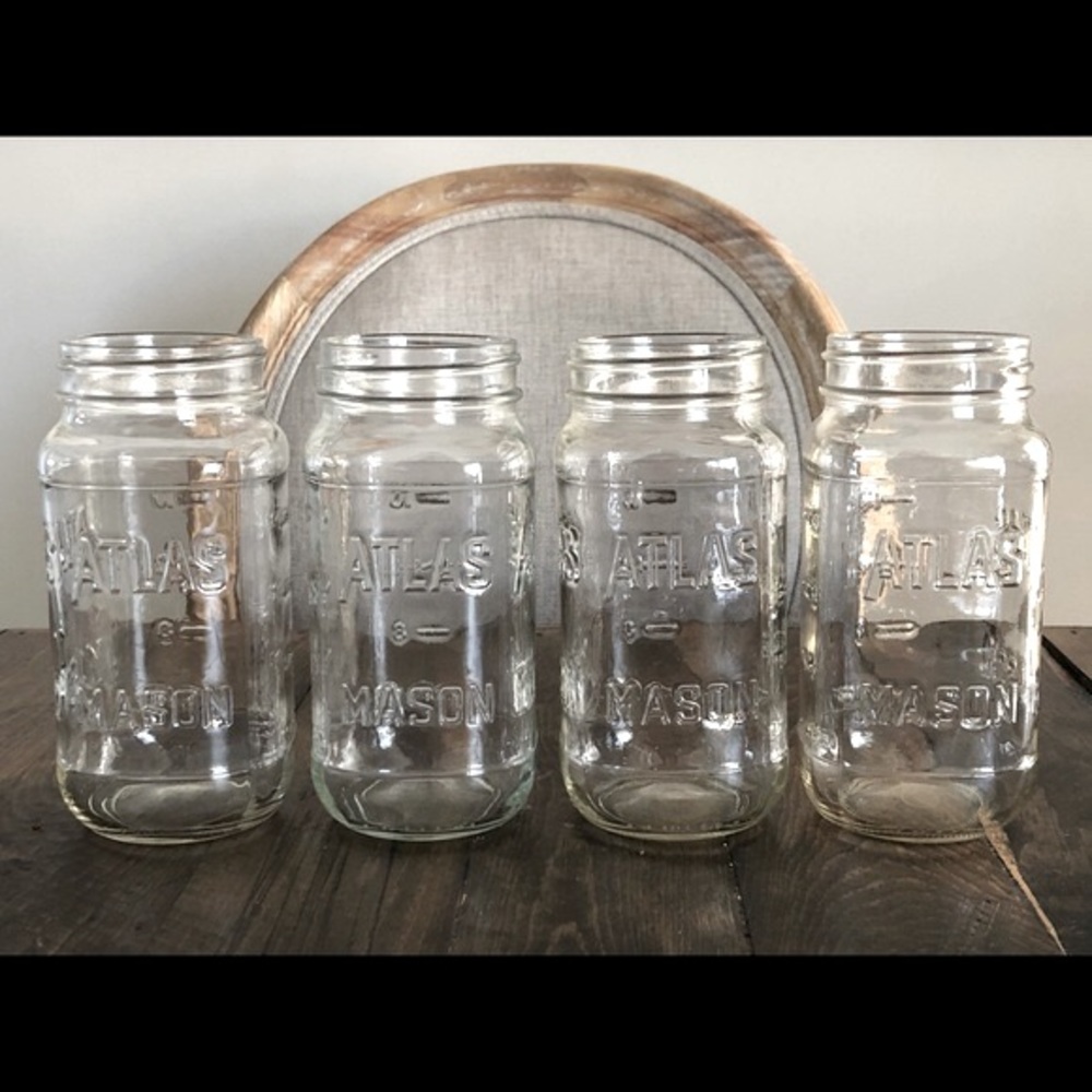 Tall ATLAS Mason Square Jars with Lids 20 oz Clear Glass